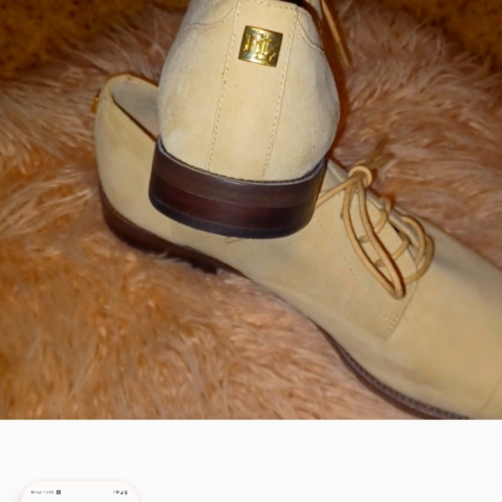 Ralph Lauren Cream Suede Oxfords